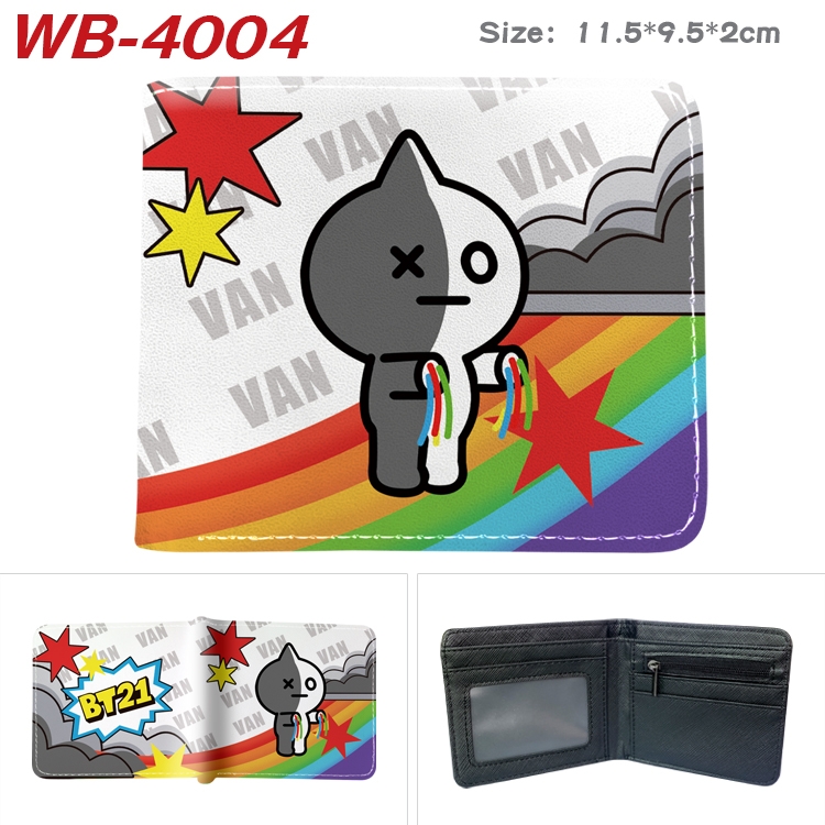 BTS Anime color book two-fold leather wallet 11.5X9.5X2CM  WB-4004A