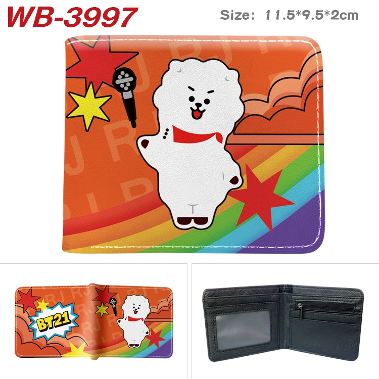 BTS Anime color book two-fold leather wallet 11.5X9.5X2CM WB-3997A