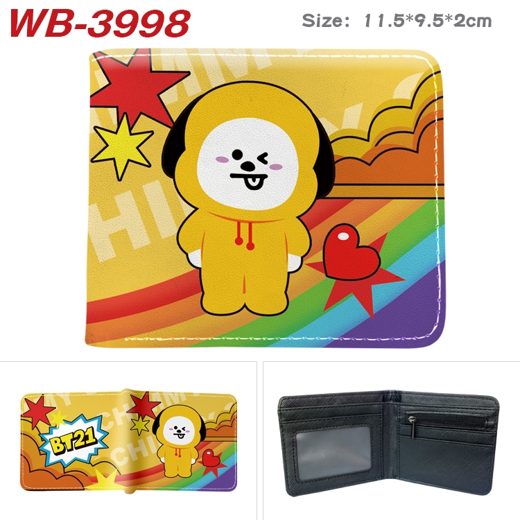 BTS Anime color book two-fold leather wallet 11.5X9.5X2CM WB-3998A