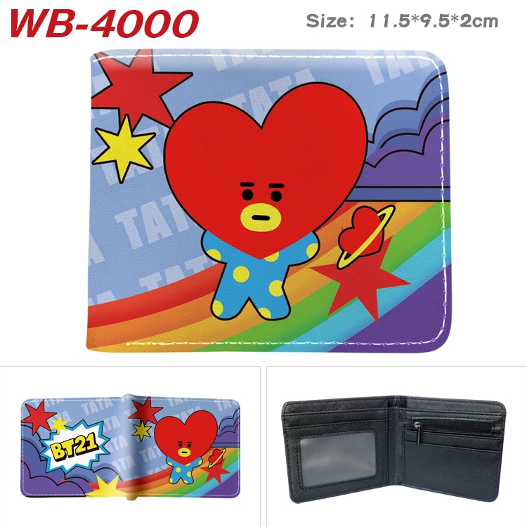 BTS Anime color book two-fold leather wallet 11.5X9.5X2CM  WB-4000A