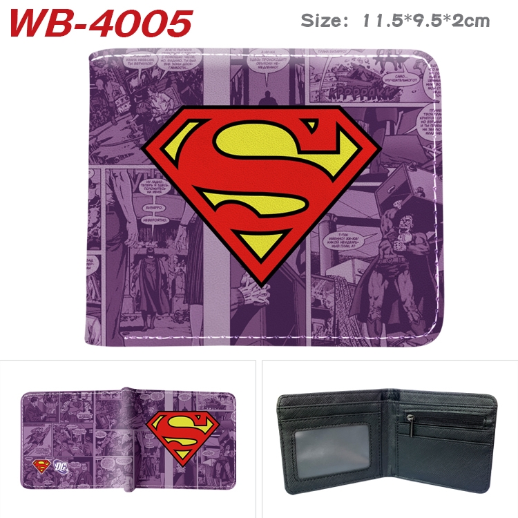 Super hero Anime color book two-fold leather wallet 11.5X9.5X2CM  WB-4005A