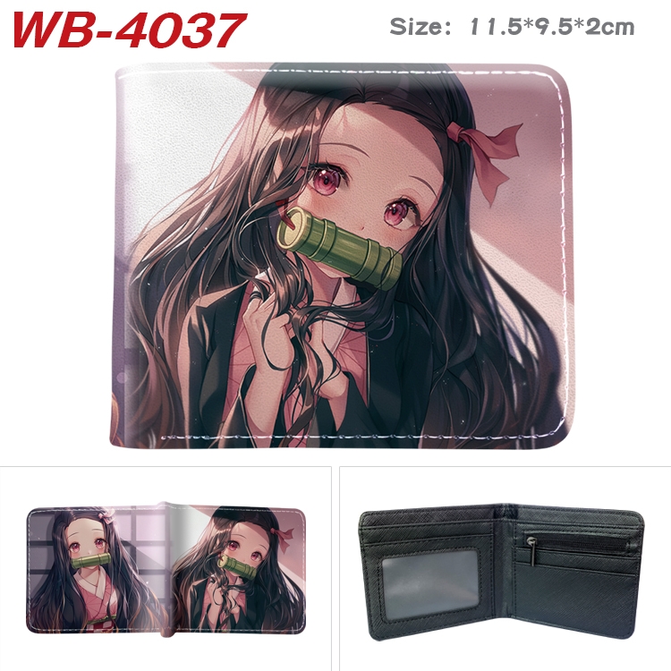 Demon Slayer Kimets Anime color book two-fold leather wallet 11.5X9.5X2CM WB-4037A