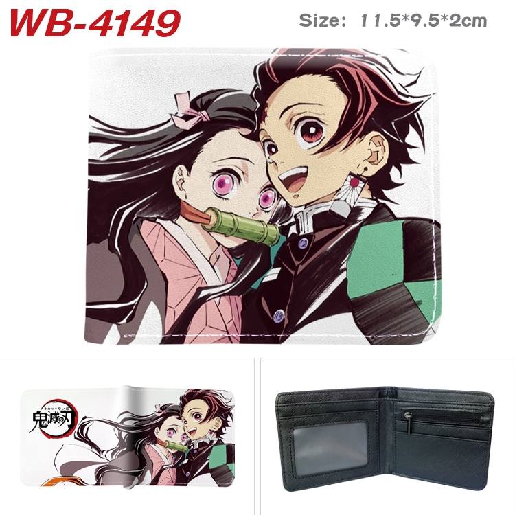 Demon Slayer Kimets Anime color book two-fold leather wallet 11.5X9.5X2CM WB-4149A