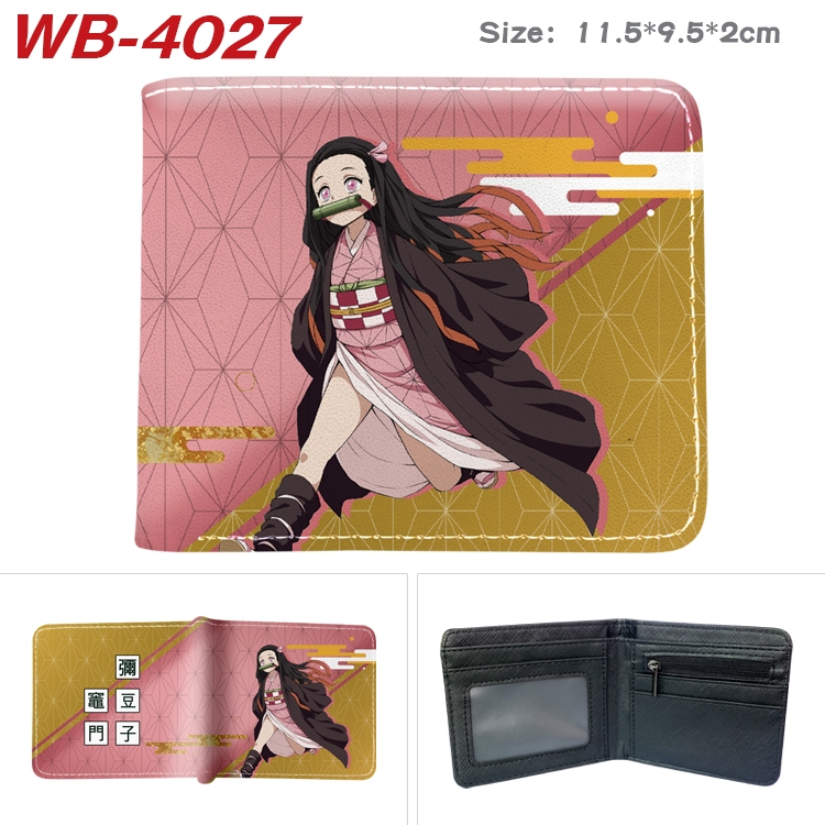 Demon Slayer Kimets Anime color book two-fold leather wallet 11.5X9.5X2CM WB-4027A