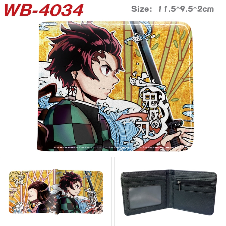 Demon Slayer Kimets Anime color book two-fold leather wallet 11.5X9.5X2CM WB-4034A