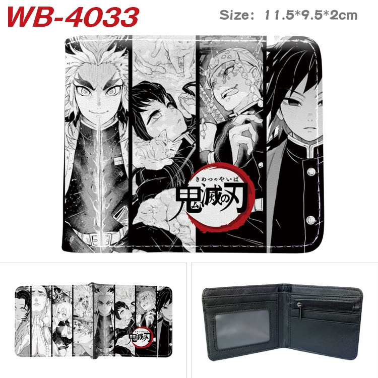 Demon Slayer Kimets Anime color book two-fold leather wallet 11.5X9.5X2CM WB-4033A