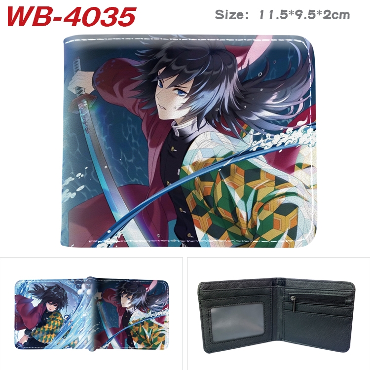 Demon Slayer Kimets Anime color book two-fold leather wallet 11.5X9.5X2CM WB-4035A