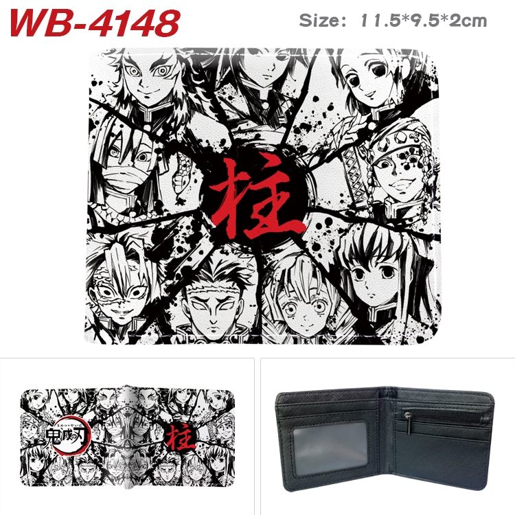 Demon Slayer Kimets Anime color book two-fold leather wallet 11.5X9.5X2CM   WB-4148A