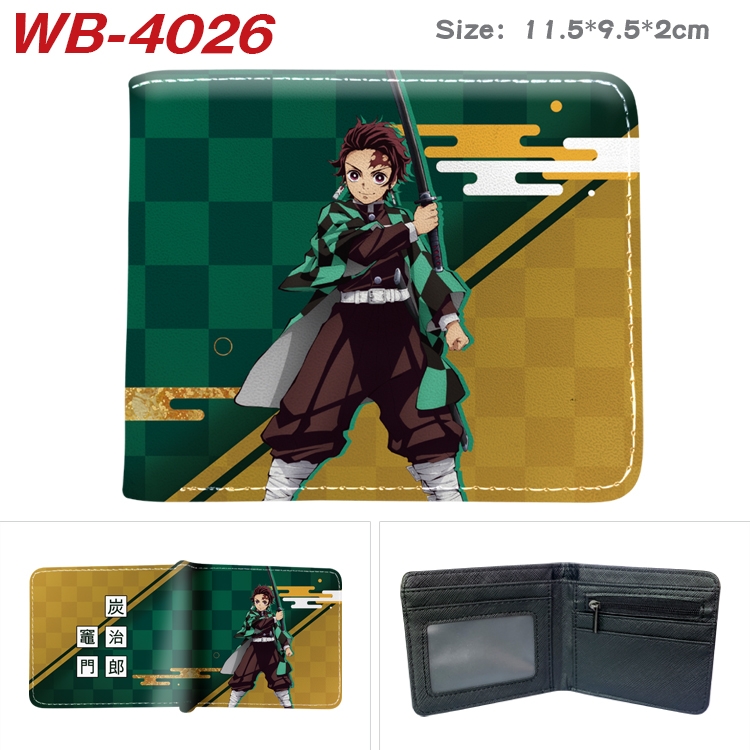 Demon Slayer Kimets Anime color book two-fold leather wallet 11.5X9.5X2CM WB-4026A