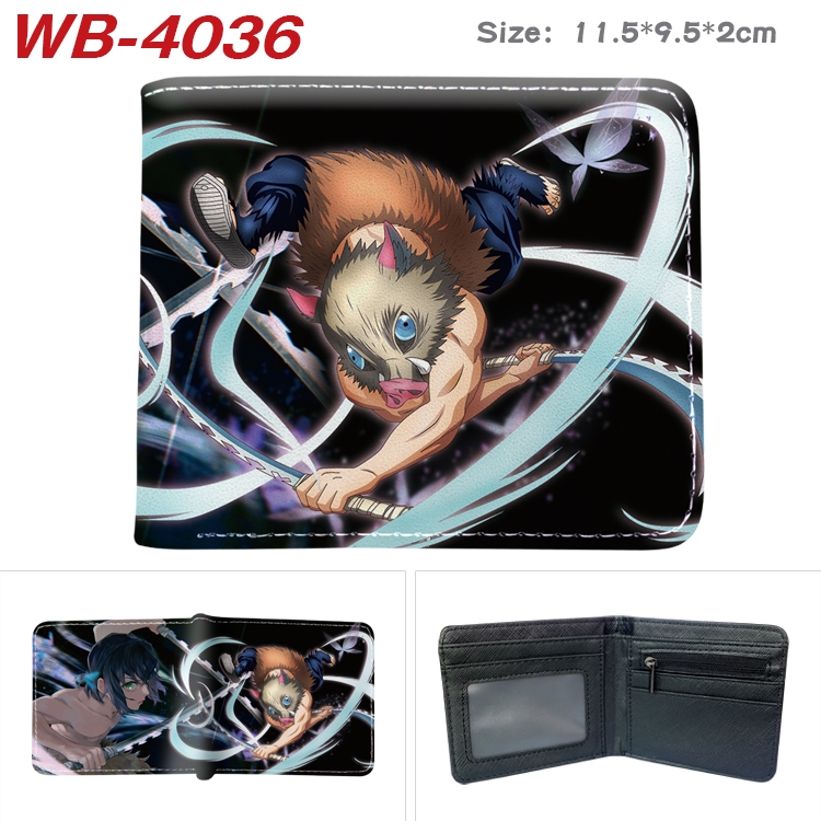 Demon Slayer Kimets Anime color book two-fold leather wallet 11.5X9.5X2CM   WB-4036A