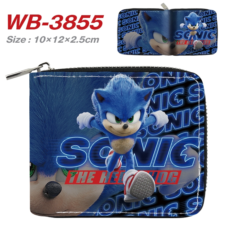 Sonic The Hedgehog Anime Full Color Short All Inclusive Zipper Wallet 10x12x2.5cm WB-3855A
