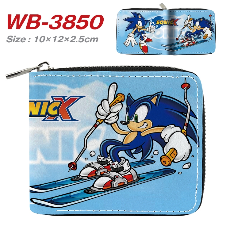 Sonic The Hedgehog Anime Full Color Short All Inclusive Zipper Wallet 10x12x2.5cm WB-3850A
