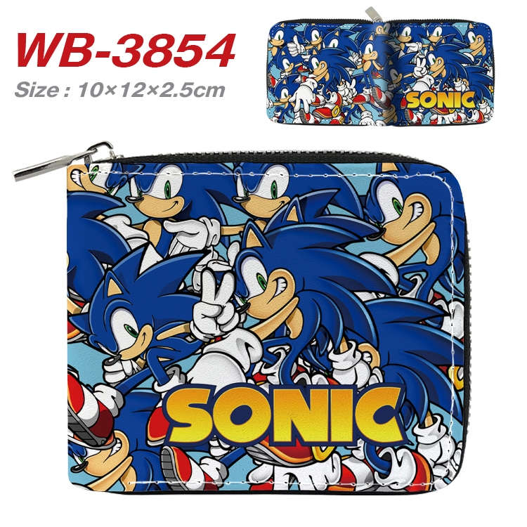 Sonic The Hedgehog Anime Full Color Short All Inclusive Zipper Wallet 10x12x2.5cm WB-3854A