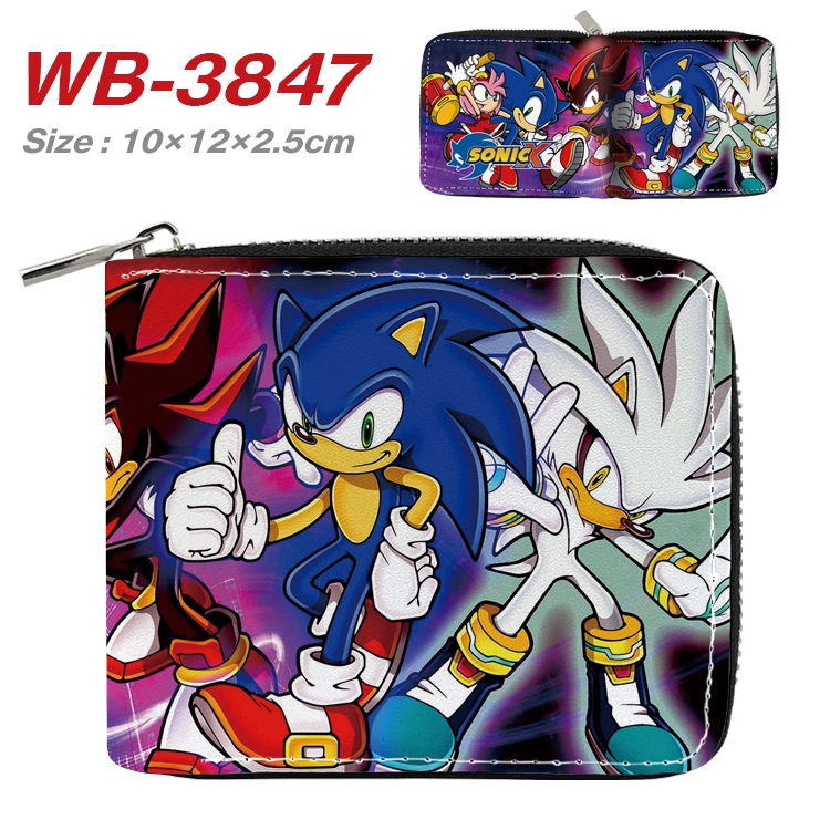 Sonic The Hedgehog Anime Full Color Short All Inclusive Zipper Wallet 10x12x2.5cm WB-3847A