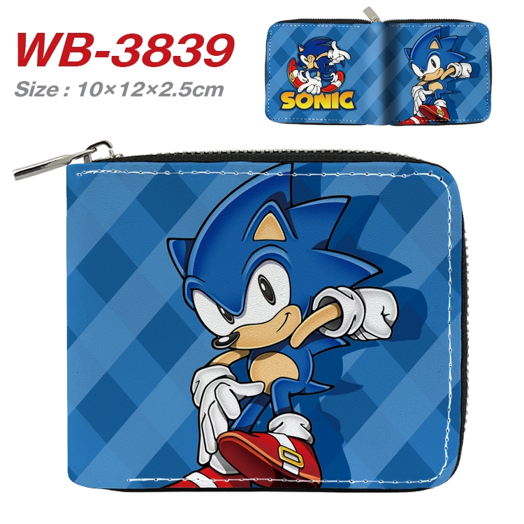 Sonic The Hedgehog Anime Full Color Short All Inclusive Zipper Wallet 10x12x2.5cm  WB-3839A