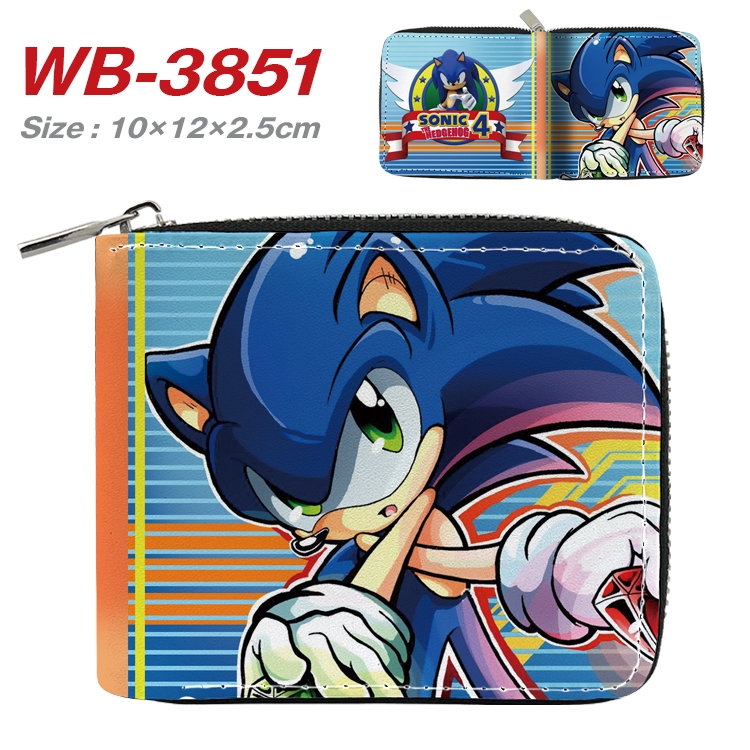 Sonic The Hedgehog Anime Full Color Short All Inclusive Zipper Wallet 10x12x2.5cm WB-3851A