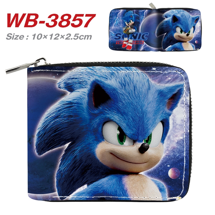 Sonic The Hedgehog Anime Full Color Short All Inclusive Zipper Wallet 10x12x2.5cm WB-3857A