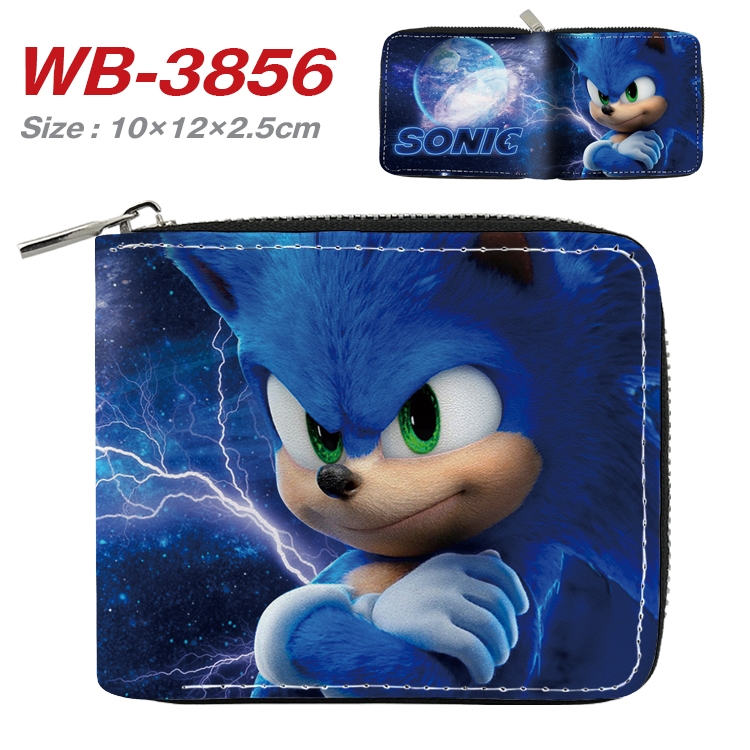 Sonic The Hedgehog Anime Full Color Short All Inclusive Zipper Wallet 10x12x2.5cm WB-3856A