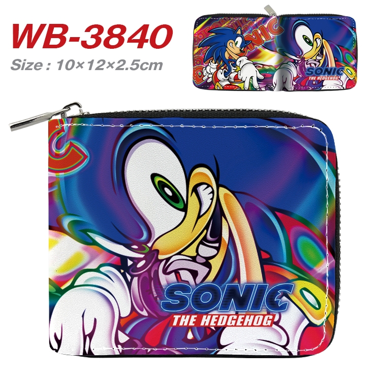 Sonic The Hedgehog Anime Full Color Short All Inclusive Zipper Wallet 10x12x2.5cm WB-3840A