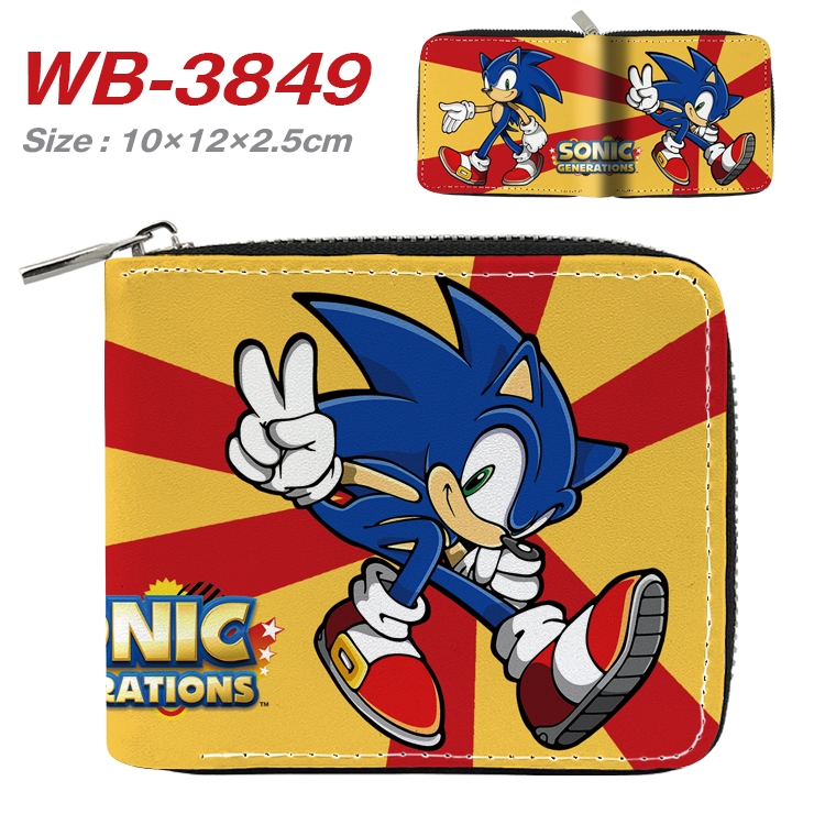 Sonic The Hedgehog Anime Full Color Short All Inclusive Zipper Wallet 10x12x2.5cm WB-3849A