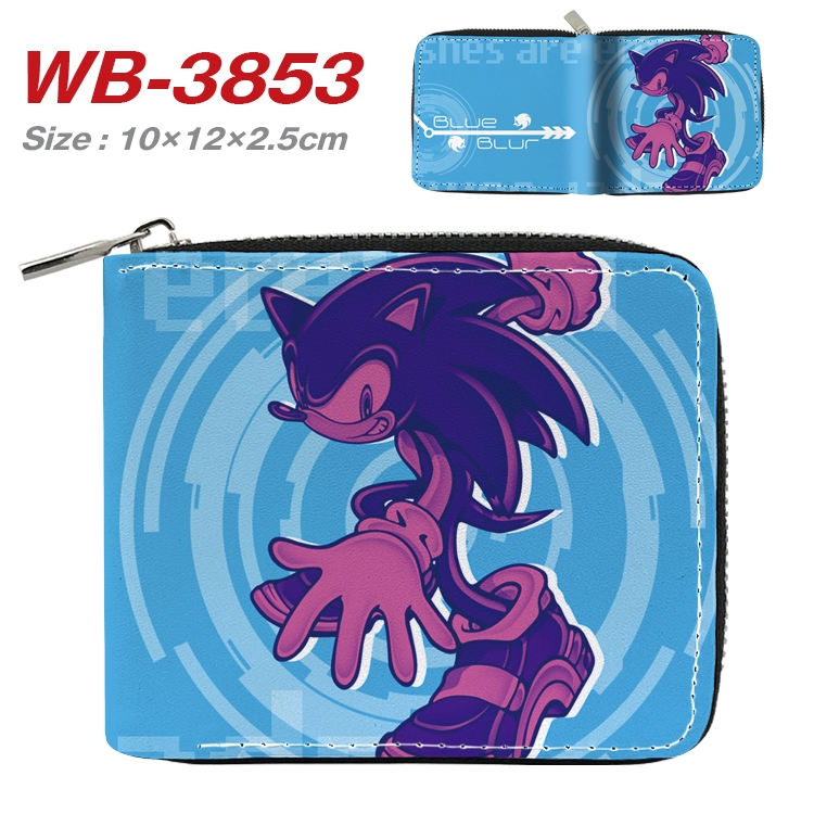 Sonic The Hedgehog Anime Full Color Short All Inclusive Zipper Wallet 10x12x2.5cm WB-3853A