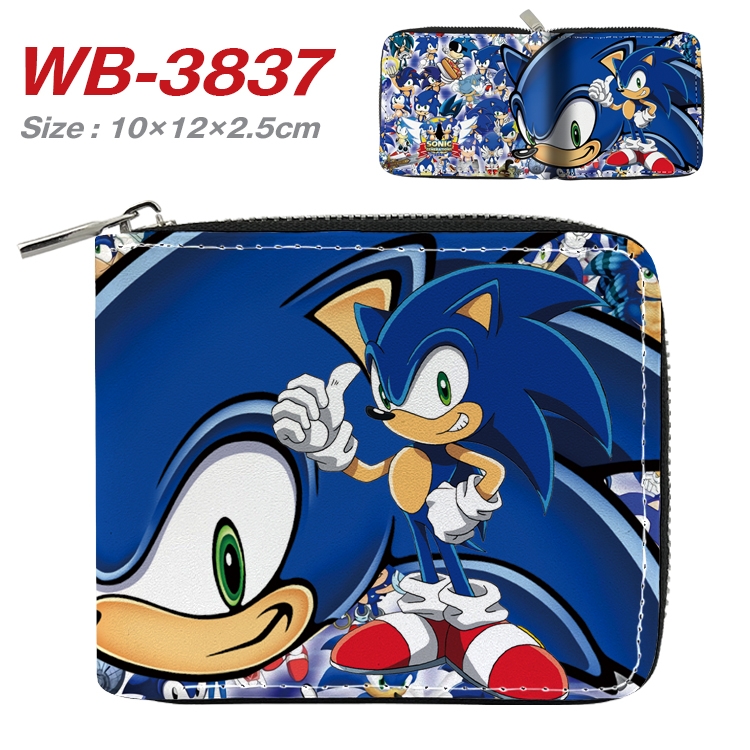 Sonic The Hedgehog Anime Full Color Short All Inclusive Zipper Wallet 10x12x2.5cm WB-3837A