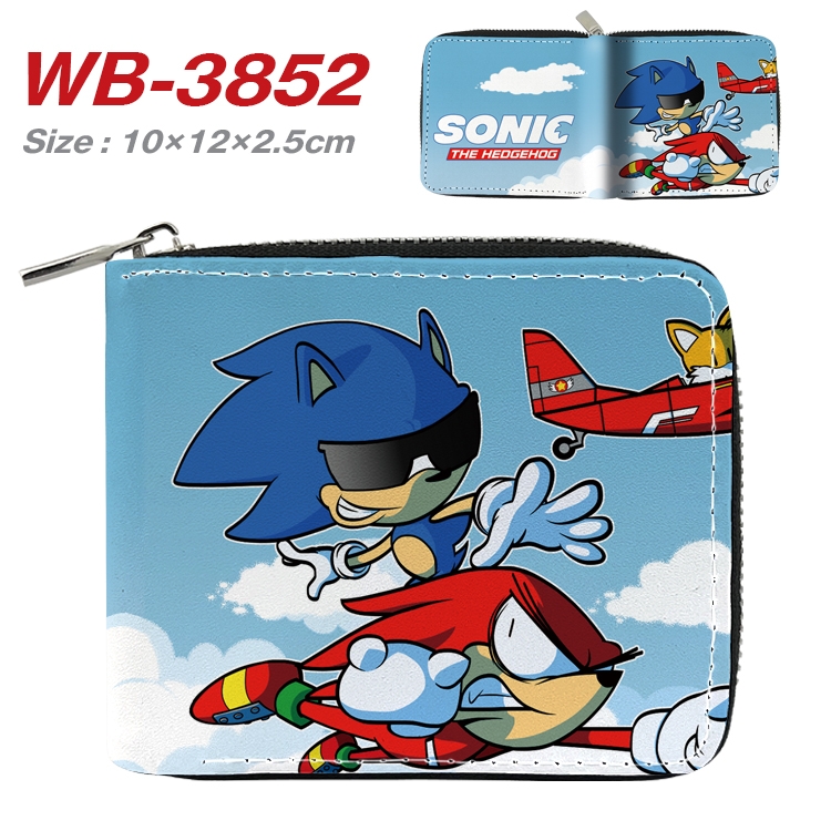 Sonic The Hedgehog Anime Full Color Short All Inclusive Zipper Wallet 10x12x2.5cm  WB-3852A