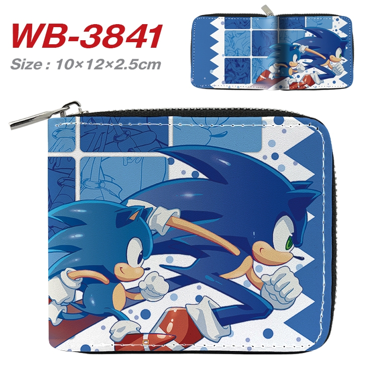 Sonic The Hedgehog Anime Full Color Short All Inclusive Zipper Wallet 10x12x2.5cm WB-3841A
