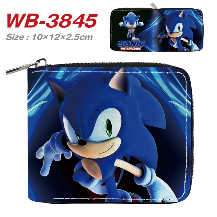 Sonic The Hedgehog Anime Full Color Short All Inclusive Zipper Wallet 10x12x2.5cm WB-3845A