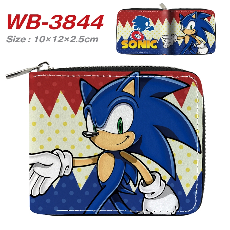Sonic The Hedgehog Anime Full Color Short All Inclusive Zipper Wallet 10x12x2.5cm WB-3844A