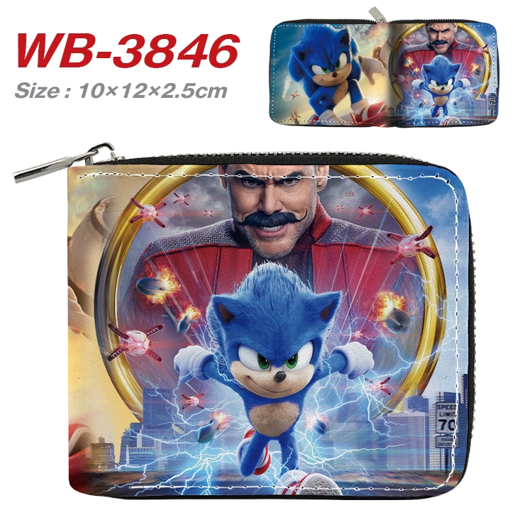 Sonic The Hedgehog Anime Full Color Short All Inclusive Zipper Wallet 10x12x2.5cm  WB-3846A