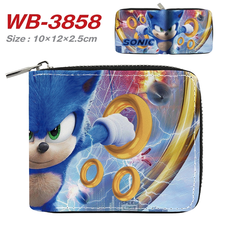 Sonic The Hedgehog Anime Full Color Short All Inclusive Zipper Wallet 10x12x2.5cm WB-3858A