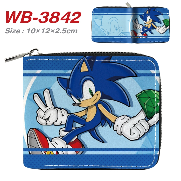 Sonic The Hedgehog Anime Full Color Short All Inclusive Zipper Wallet 10x12x2.5cm WB-3842A