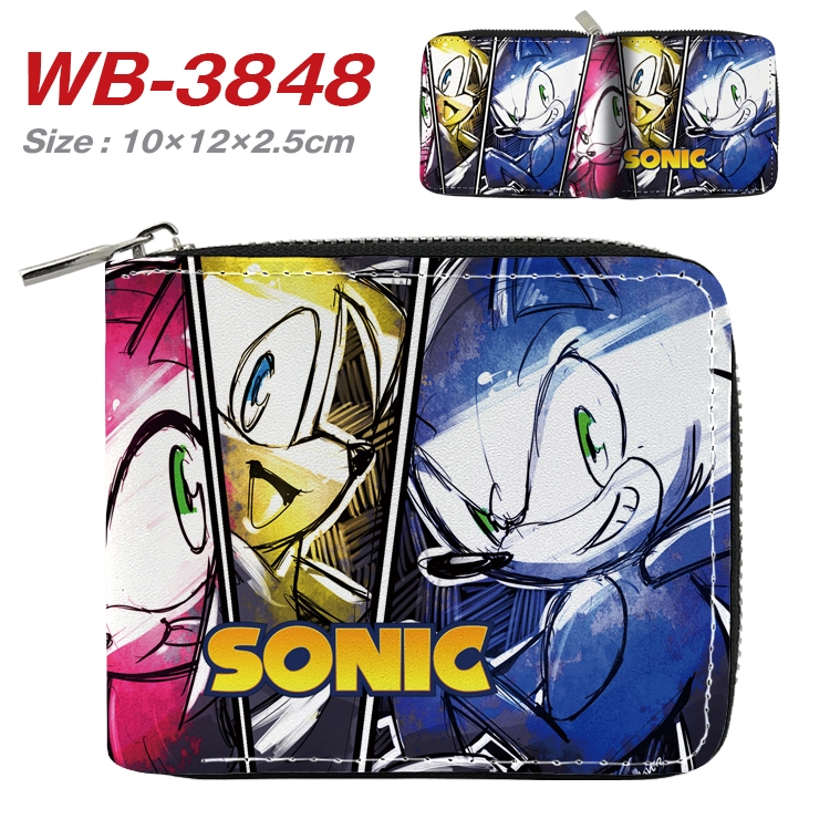 Sonic The Hedgehog Anime Full Color Short All Inclusive Zipper Wallet 10x12x2.5cm WB-3848A