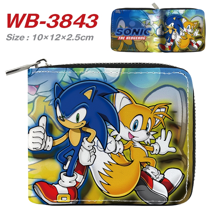 Sonic The Hedgehog Anime Full Color Short All Inclusive Zipper Wallet 10x12x2.5cm WB-3843A