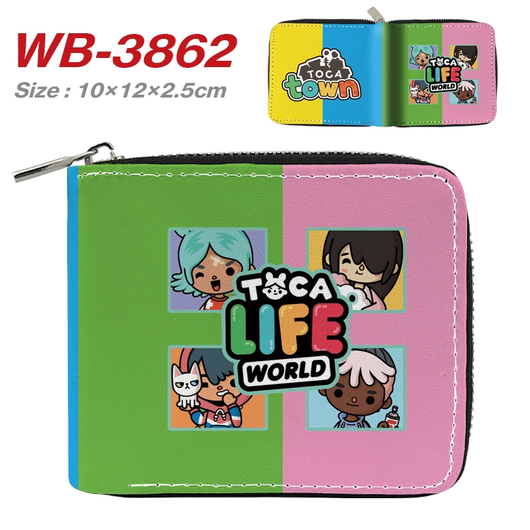 toca life world Anime Full Color Short All Inclusive Zipper Wallet 10x12x2.5cm WB-3862A