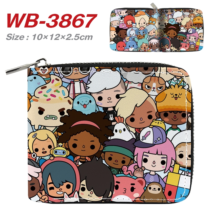 toca life world Anime Full Color Short All Inclusive Zipper Wallet 10x12x2.5cm WB-3867A