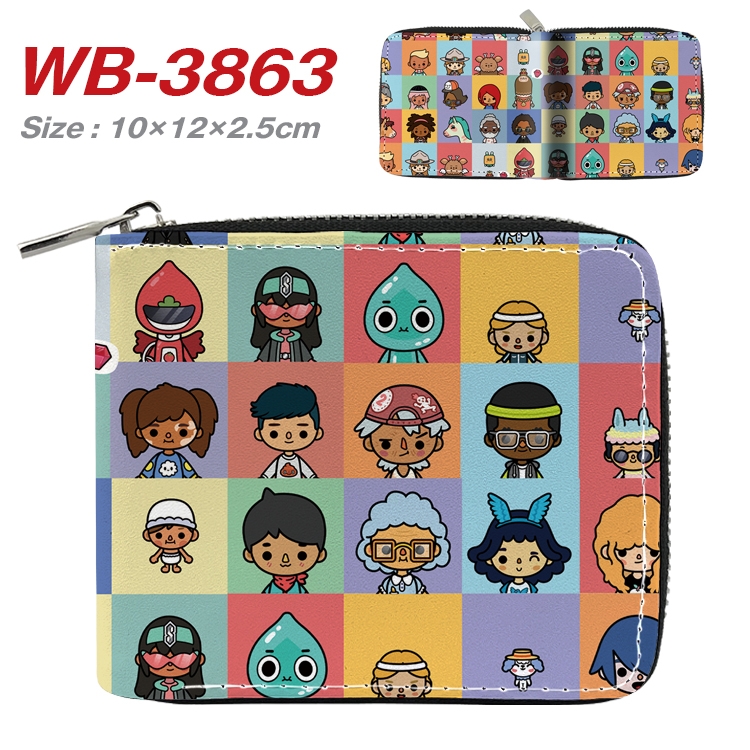 toca life world Anime Full Color Short All Inclusive Zipper Wallet 10x12x2.5cm WB-3863A