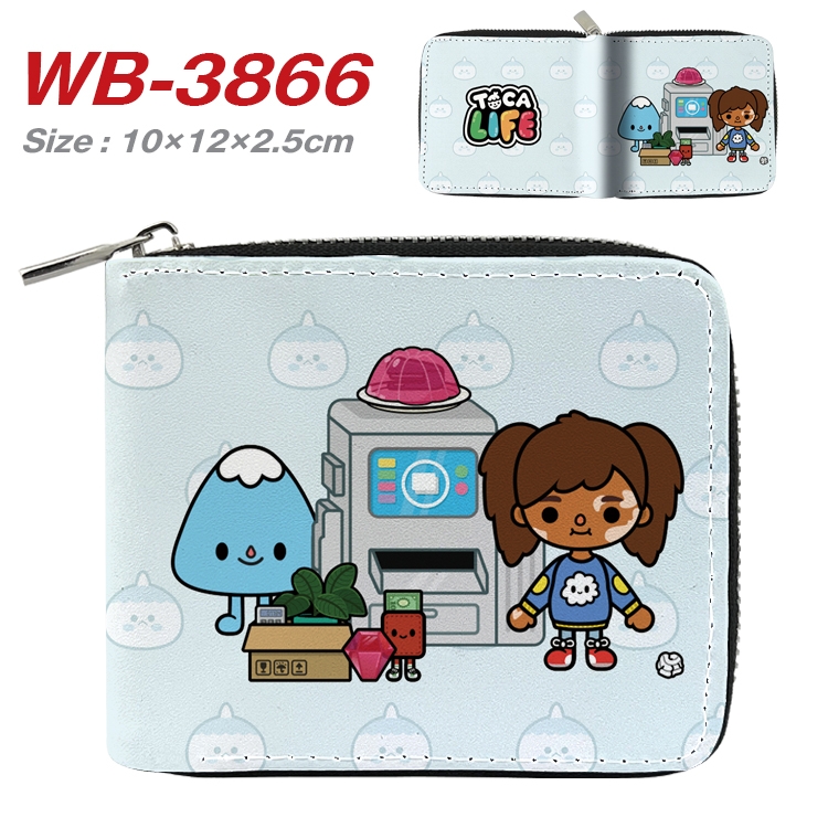 toca life world Anime Full Color Short All Inclusive Zipper Wallet 10x12x2.5cm WB-3866A