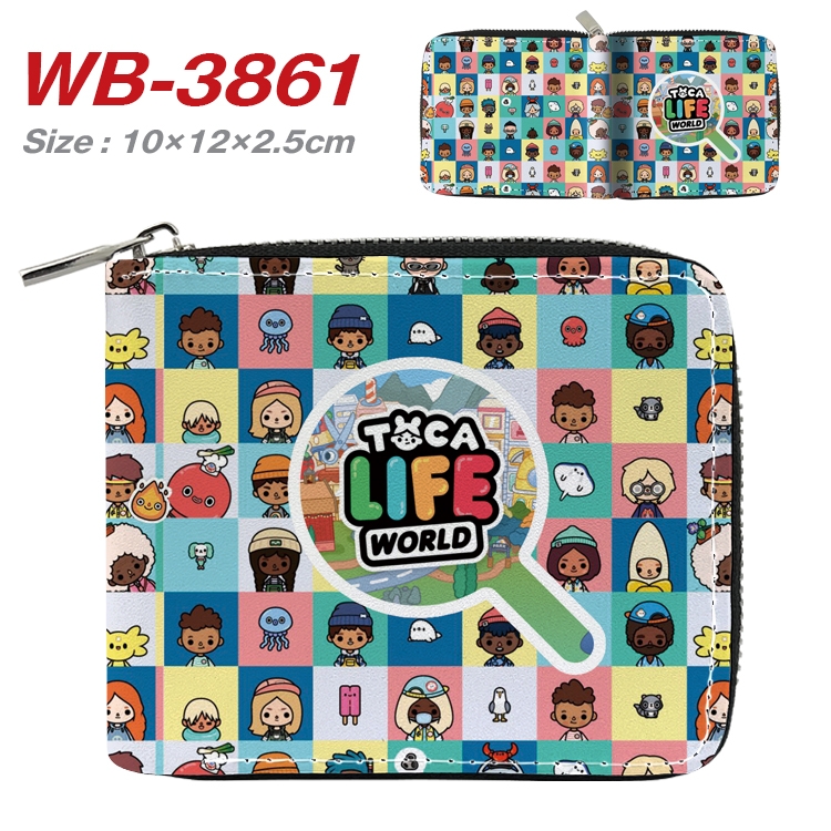 toca life world Anime Full Color Short All Inclusive Zipper Wallet 10x12x2.5cm WB-3861A