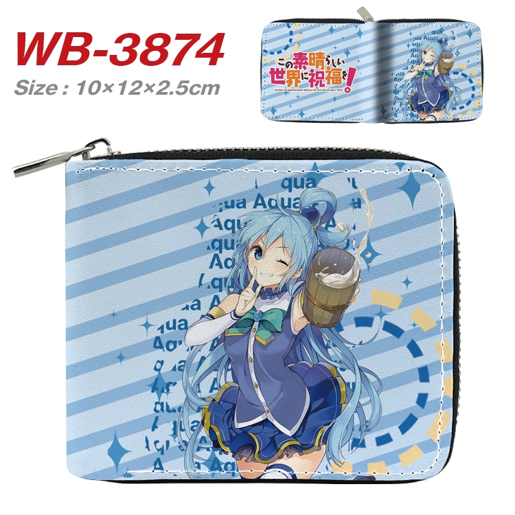 Blessings for a better world Anime Full Color Short All Inclusive Zipper Wallet 10x12x2.5cm WB-3874A