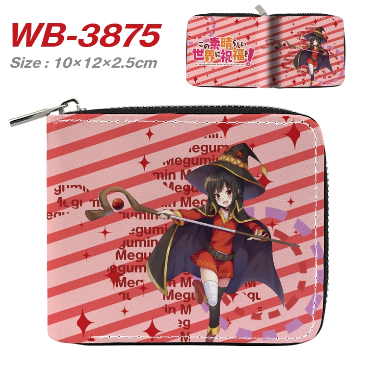 Blessings for a better world Anime Full Color Short All Inclusive Zipper Wallet 10x12x2.5cm WB-3875A