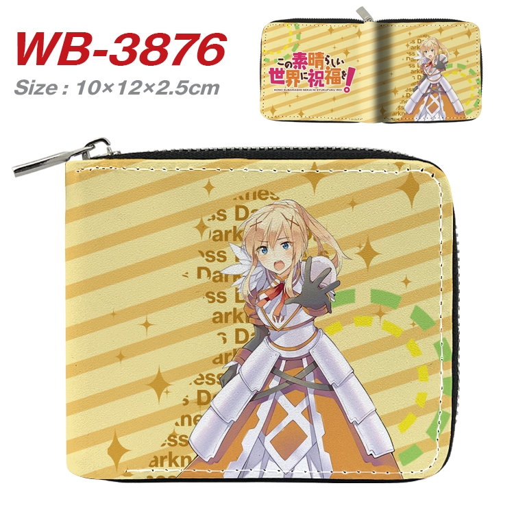 Blessings for a better world Anime Full Color Short All Inclusive Zipper Wallet 10x12x2.5cm WB-3876A