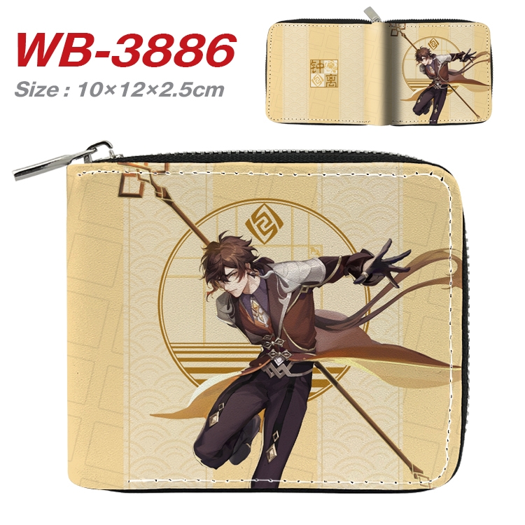 Genshin Impact Anime Full Color Short All Inclusive Zipper Wallet 10x12x2.5cm WB-3886A