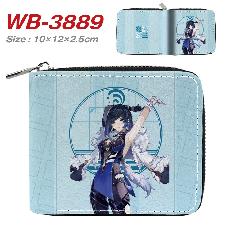 Genshin Impact Anime Full Color Short All Inclusive Zipper Wallet 10x12x2.5cm WB-3889A