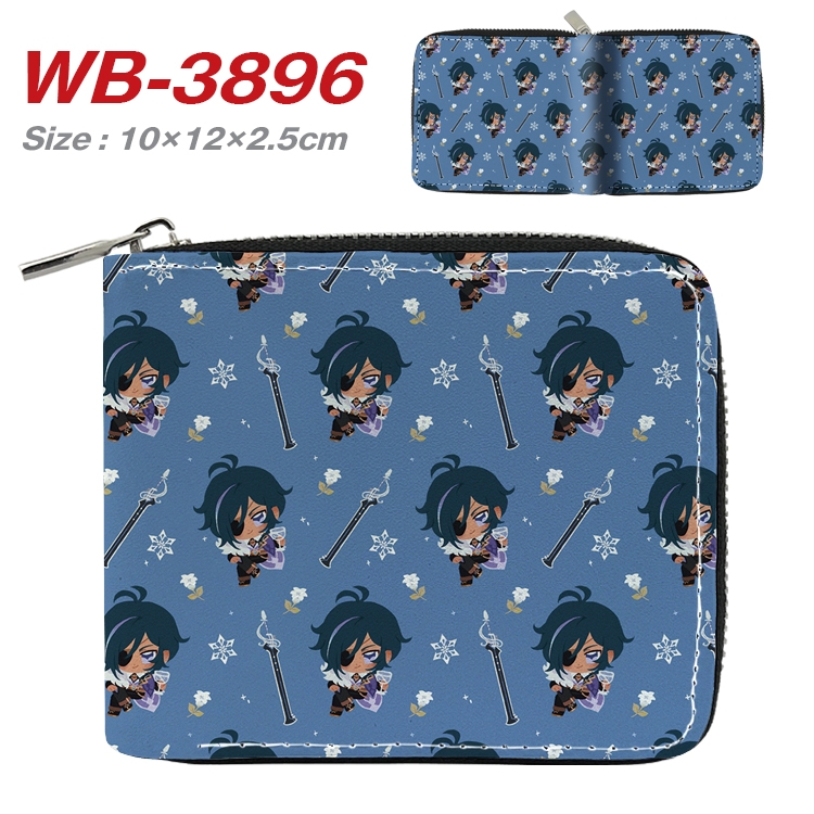 Genshin Impact Anime Full Color Short All Inclusive Zipper Wallet 10x12x2.5cm WB-3896A