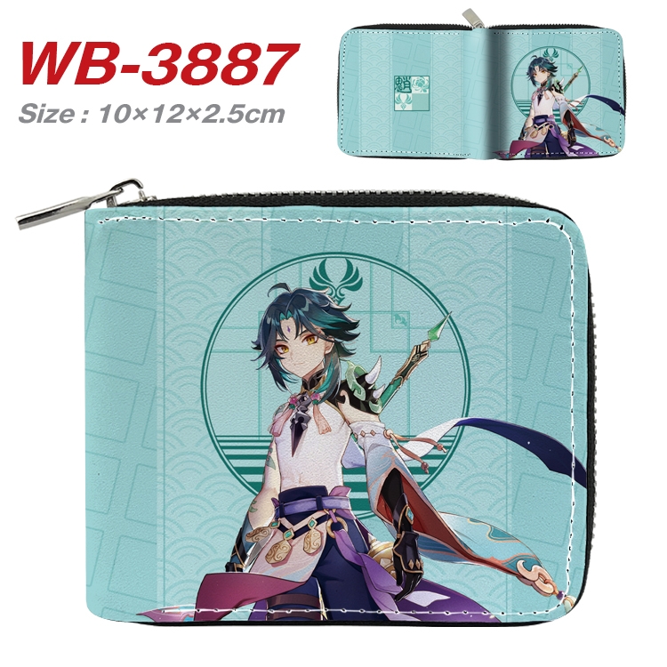 Genshin Impact Anime Full Color Short All Inclusive Zipper Wallet 10x12x2.5cm WB-3887A