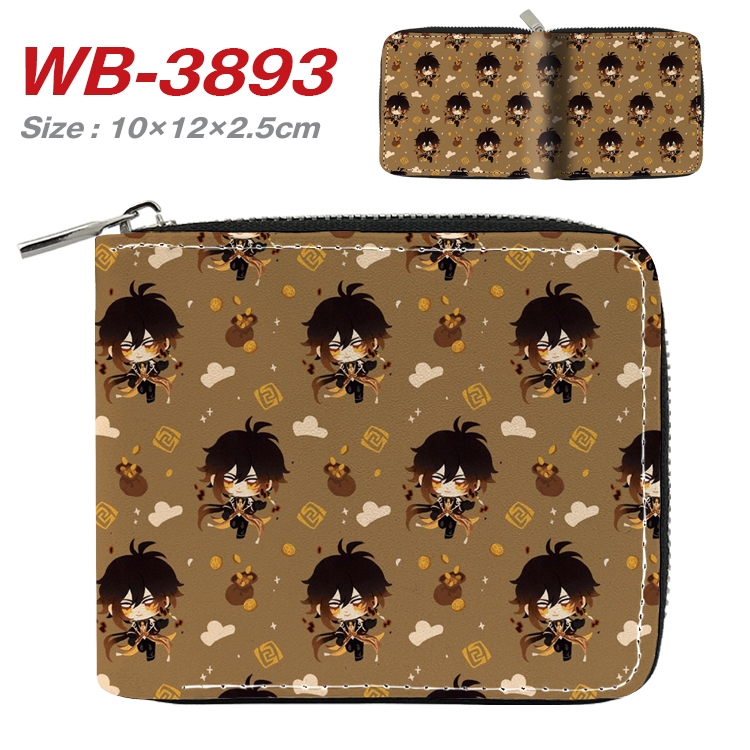 Genshin Impact Anime Full Color Short All Inclusive Zipper Wallet 10x12x2.5cm WB-3893A