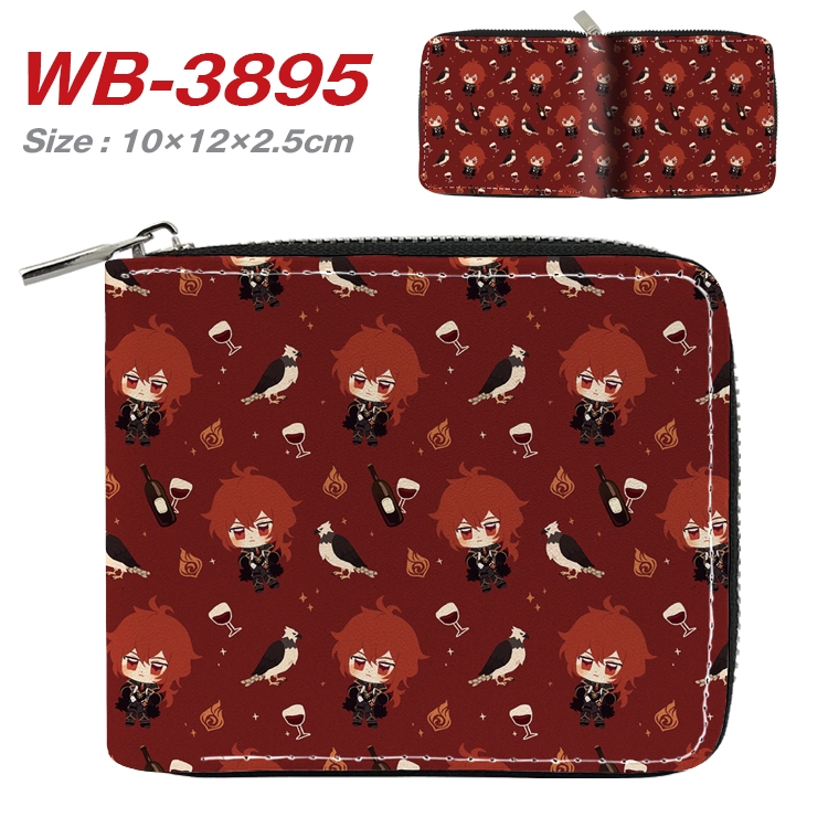 Genshin Impact Anime Full Color Short All Inclusive Zipper Wallet 10x12x2.5cm WB-3895A