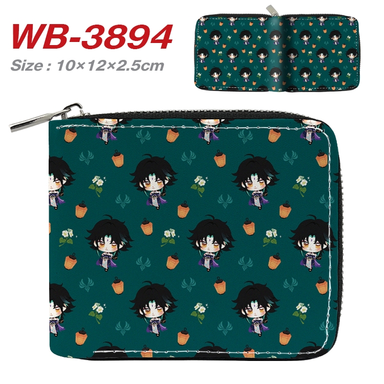 Genshin Impact Anime Full Color Short All Inclusive Zipper Wallet 10x12x2.5cm WB-3894A